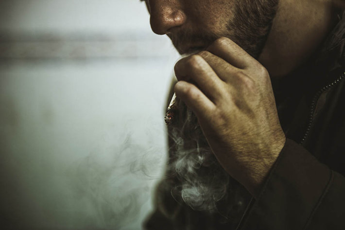 Man Smoking Marijuana